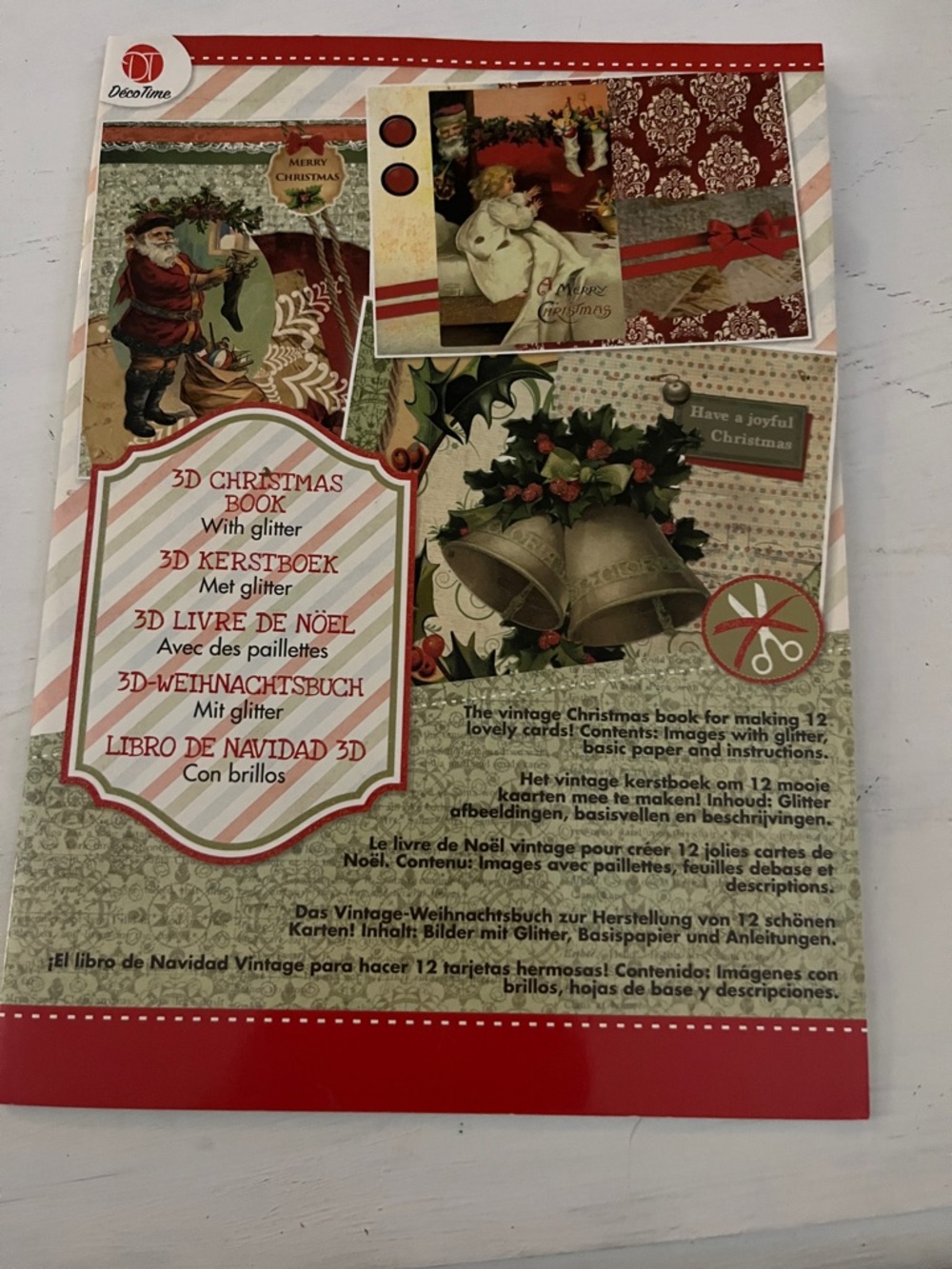 DecoTime 3D Christmas Book with Glitter - Red, Green, Gold